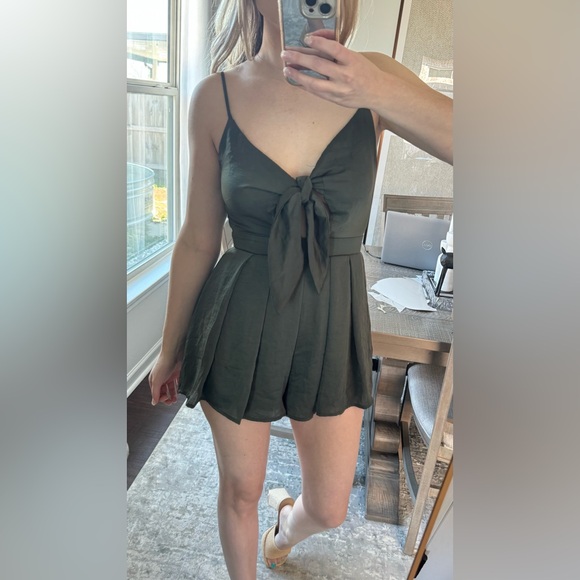 Olive Army Green Sleeveless Romper - Picture 16 of 16